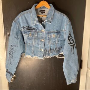 Current Mood Death Crawler Crop Denim Jacket